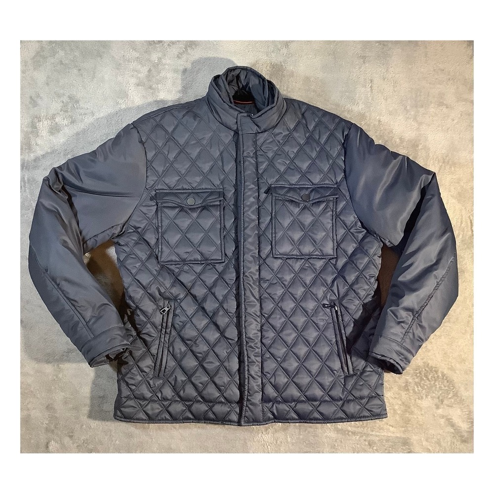 Jos. A. Bank Reserve Men's XL Quilted Jacket Navy Blue Tailored Fit Full Zip